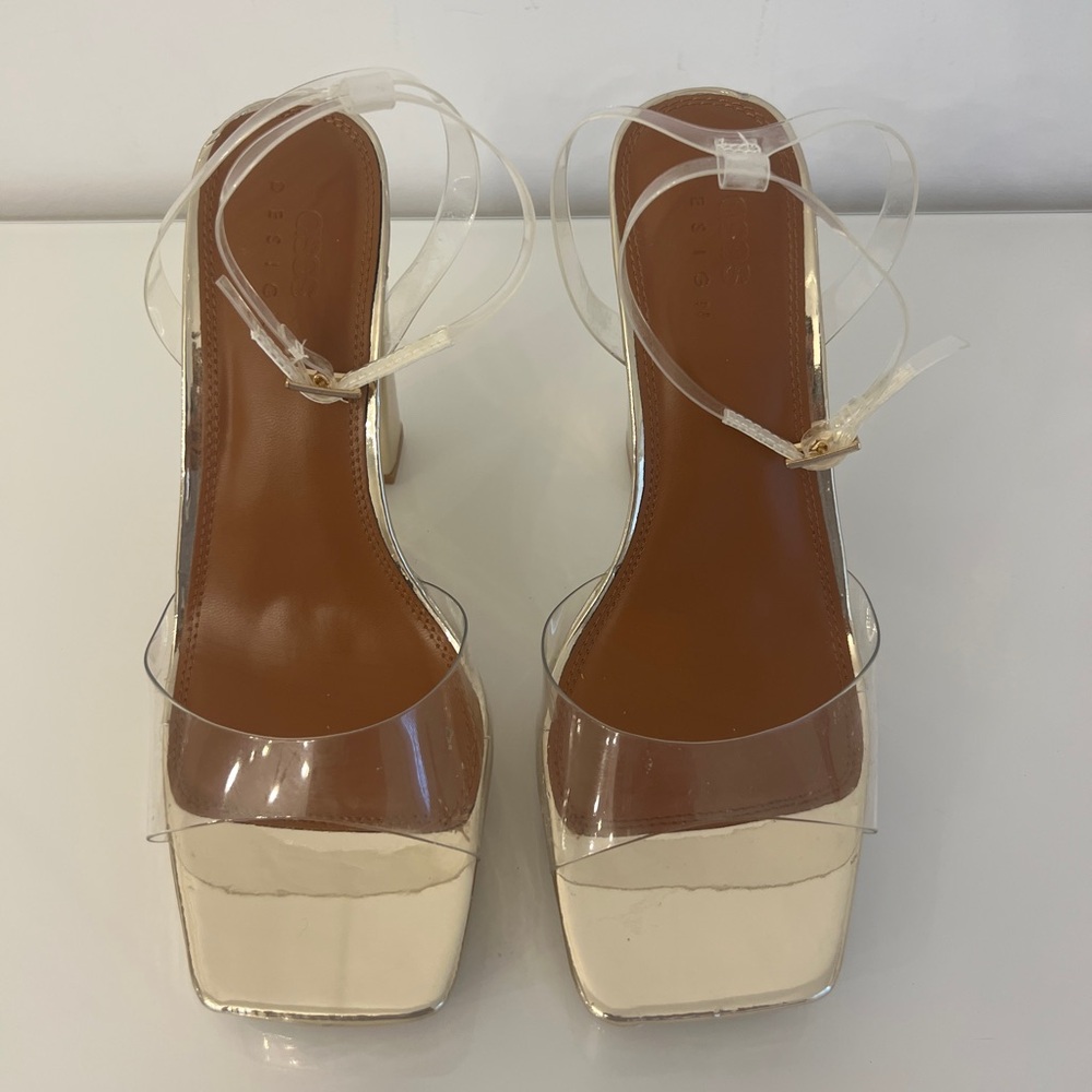 ASOS Design Clear PVC Ankle-Strap Platform Sandals - Cream Accent